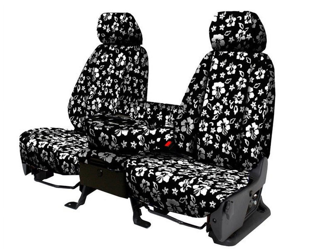 CalTrend Rear 40/60 Split Back & Solid Cushion NeoSupreme Seat Covers for 2014-2019 Toyota Corolla - TY521-31NA Hawaii Black Insert and Trim