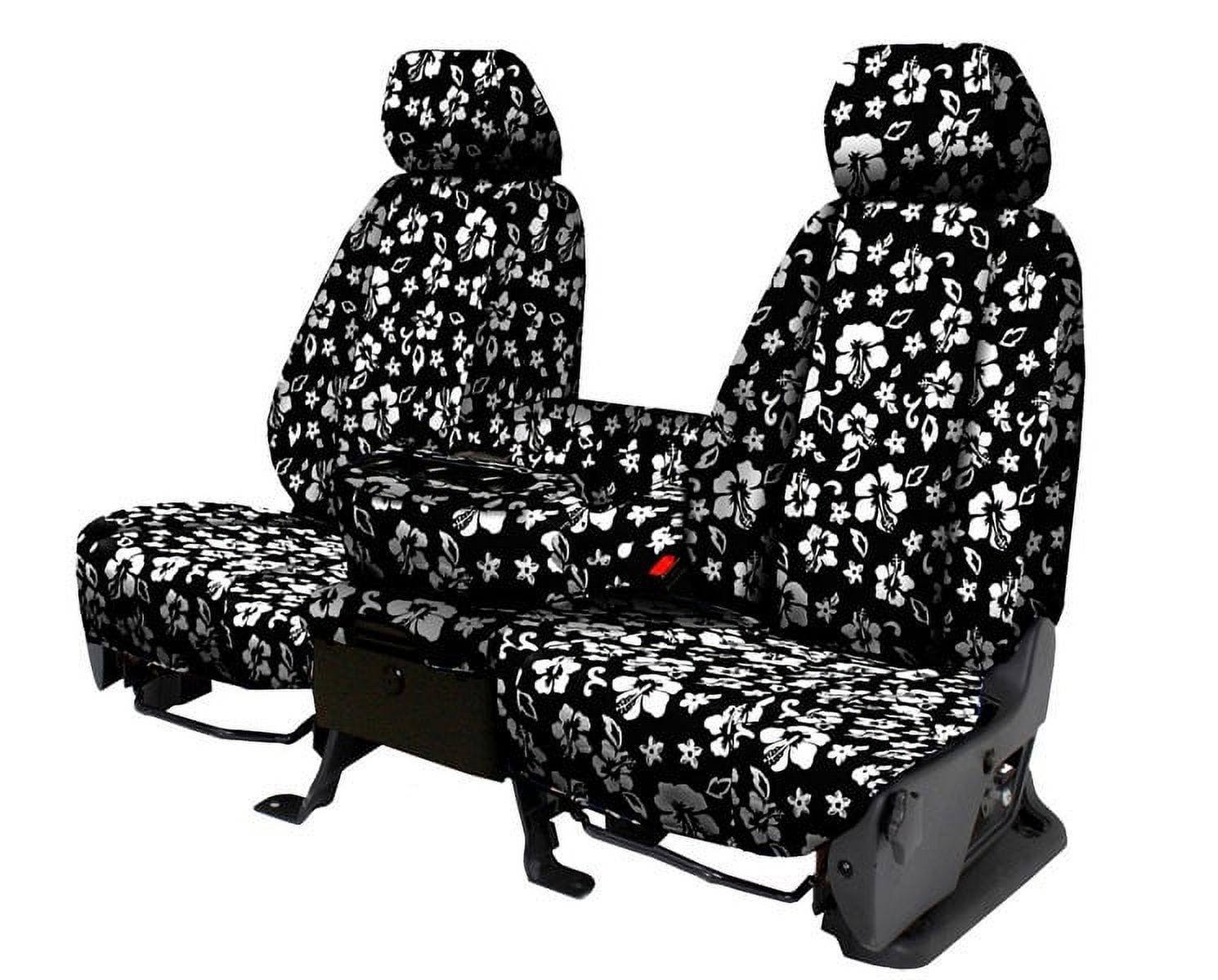 CalTrend Rear 40/60 Split Back & Solid Cushion NeoSupreme Seat Covers for 2014-2019 Toyota Corolla - TY521-31NA Hawaii Black Insert and Trim
