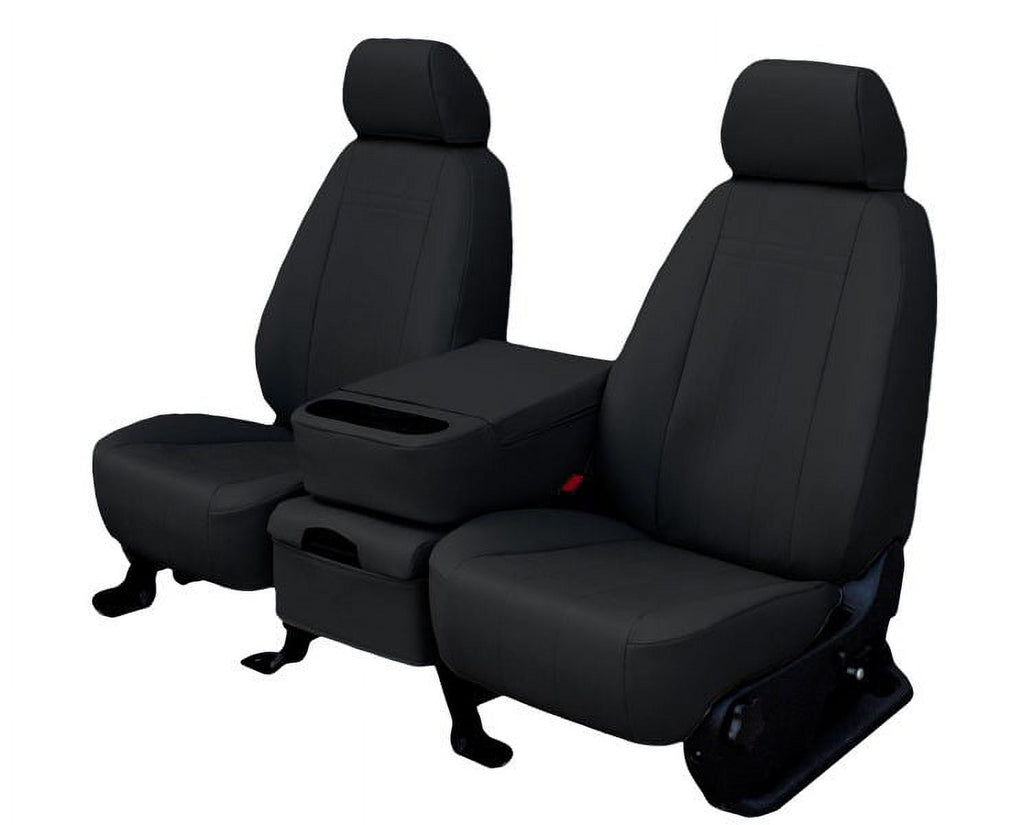 CalTrend Rear 60/40 Split Back & Solid Cushion Faux Leather Seat Covers for 2009-2014 Dodge Challenger - DG296-01LB Black Insert with Black Trim