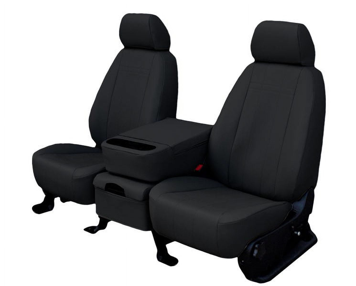CalTrend Rear 60/40 Split Back & Solid Cushion Faux Leather Seat Covers for 2009-2014 Dodge Challenger - DG296-01LB Black Insert with Black Trim