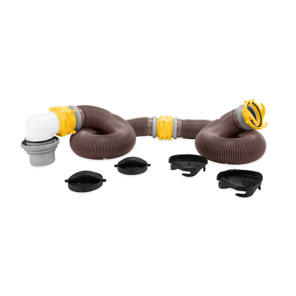 Camco Revolution 360 20-Foot Heavy-Duty Camper/RV Sewer Hose Kit | HTS Vinyl, Multicolor (39628)