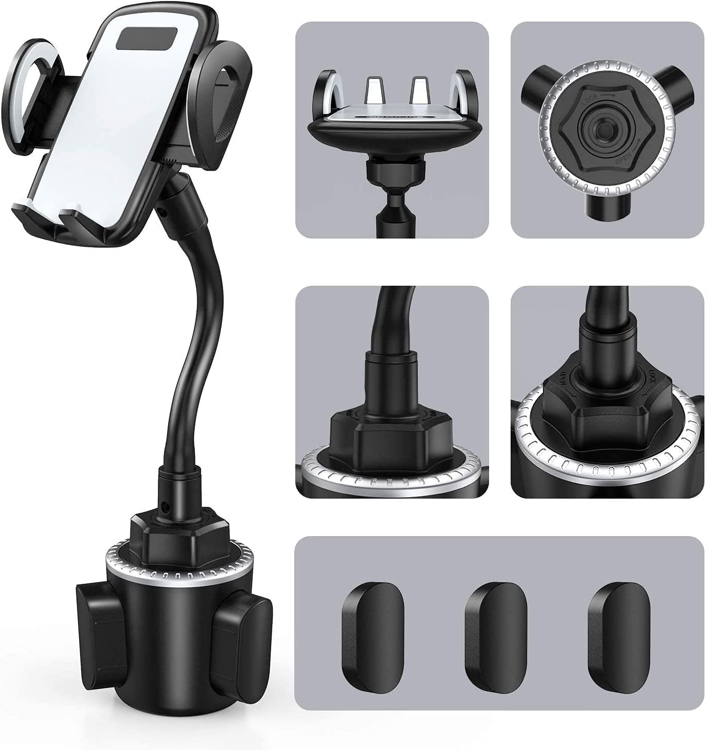 Car Cup Holder Phone Mount, Cup Holder Phone Holder for Car (Black)