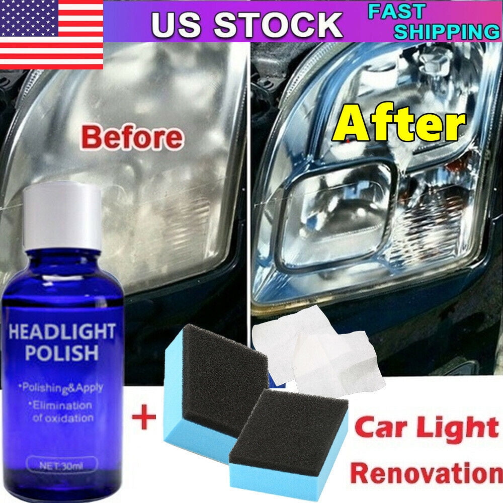 Car Headlight Lens Restoration Fluid Repair Kit Plastic Light Polish Cleaner USA US