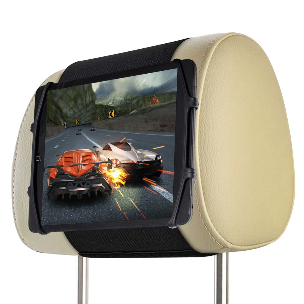 Car Headrest Mount Tablets Holder, EEEkit Universal Silicone Holder for Kids, Angle Adjustable Headrest Stand Fit for All 7-10.5'' Tablet Phone Nintendo Switch, Black