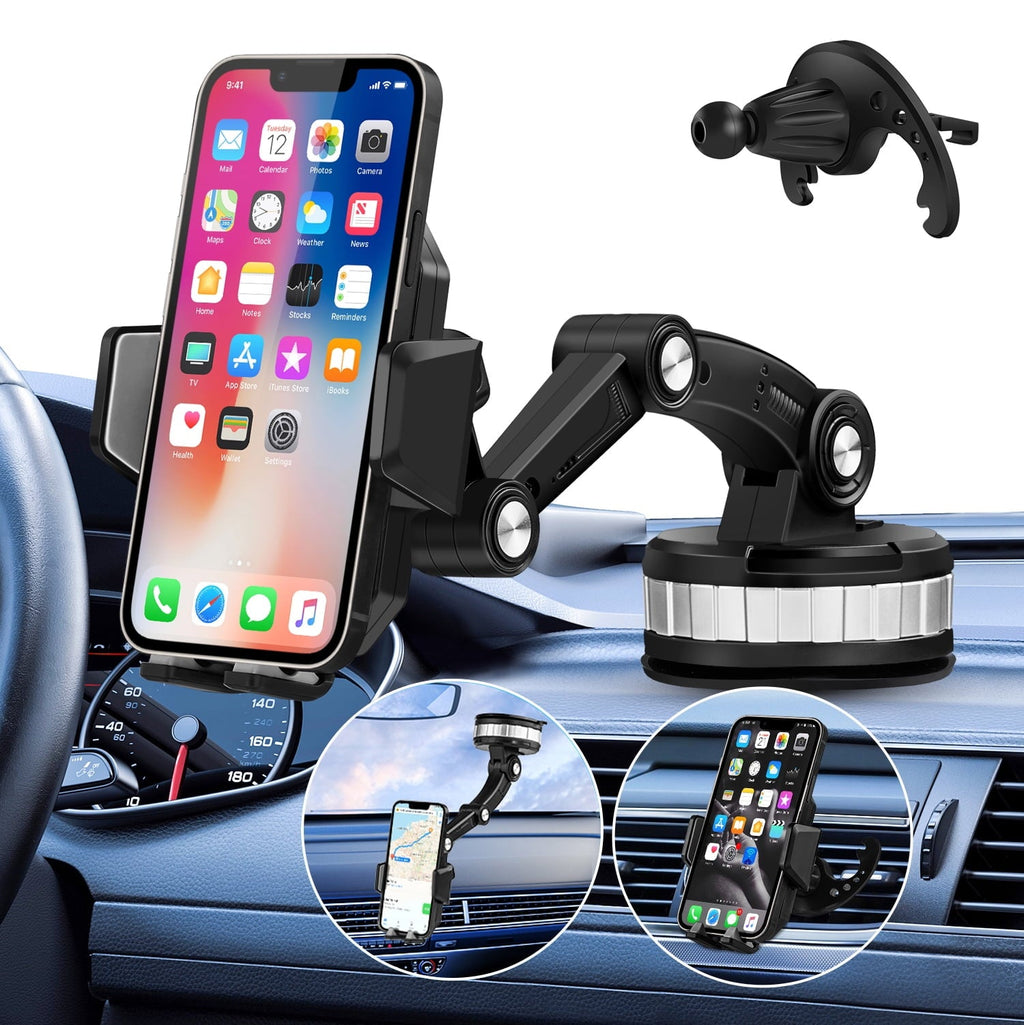 Car Phone Holder Mount Universal Adjustable Suction Cup Phone Holder for Car Air Vent Dashboard Windshield Fit for iPhone Smartphones