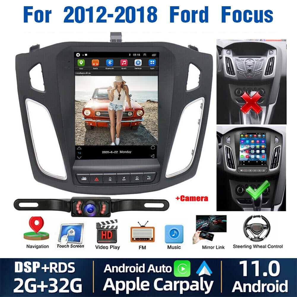 Car Radio Stereo for Ford Focus 2012-2018, 9.7" Touchscreen Android 11 Support Carplay Android Auto Navigation Bluetooth Radio Video Mirror Link Steering Wheel Control Camera 2G+32G,Black