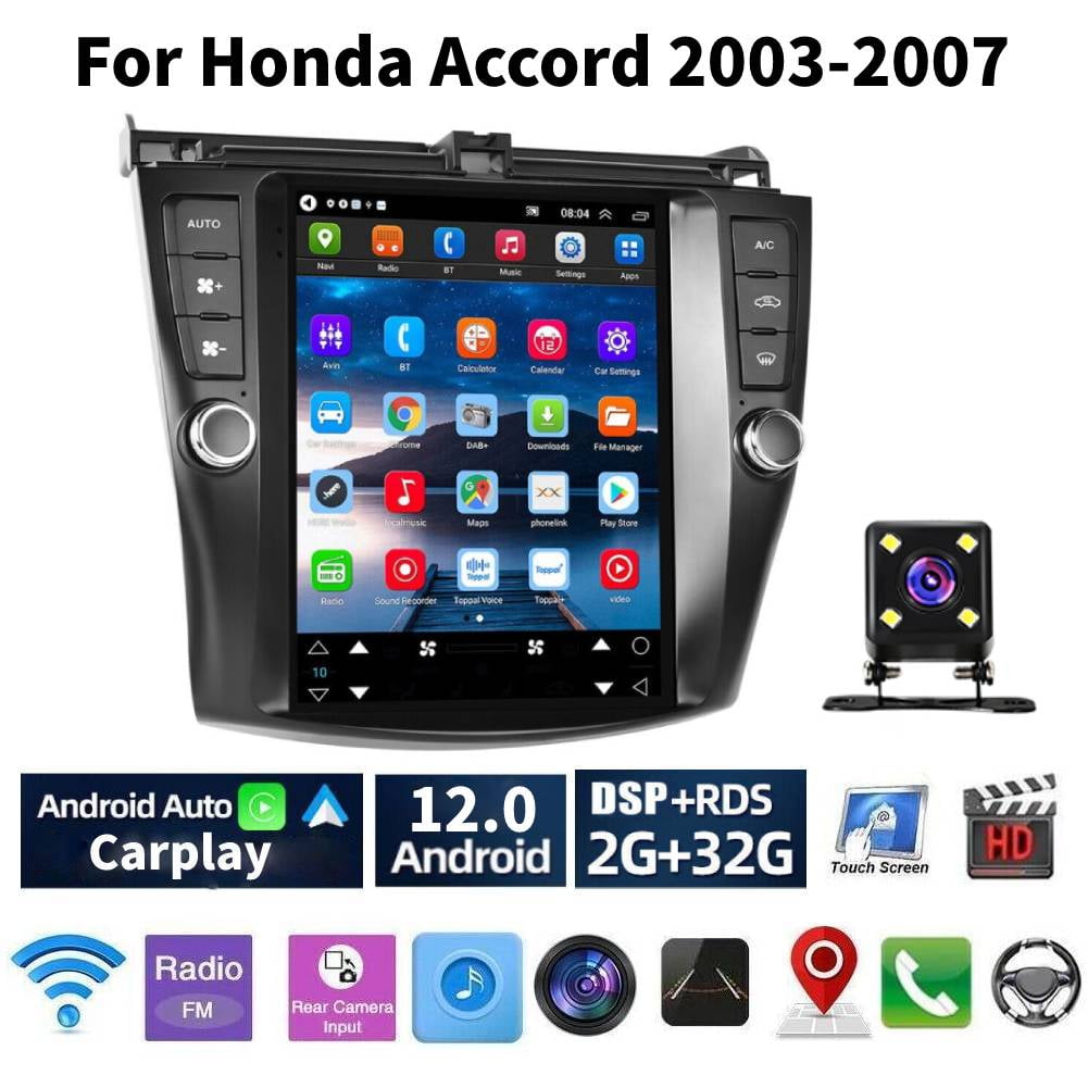 Car Radio Stereo for Honda Accord 2003-2007, 9.7" Touchscreen Android 12 Support Carplay Android Auto/Navigation/Bluetooth/USB/Video/Steering Wheel Control/Rear Camera/ 2+32G,Black