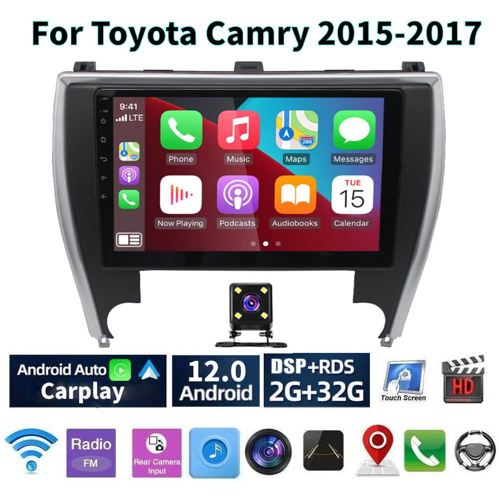 Car Radio Stereo for Toyota Camry 2015-2017, 10" Touchscreen Android 12 Support Carplay Android Auto Navigation Bluetooth Radio Video Steering Wheel Control Rear Camera 2G+32G,Black