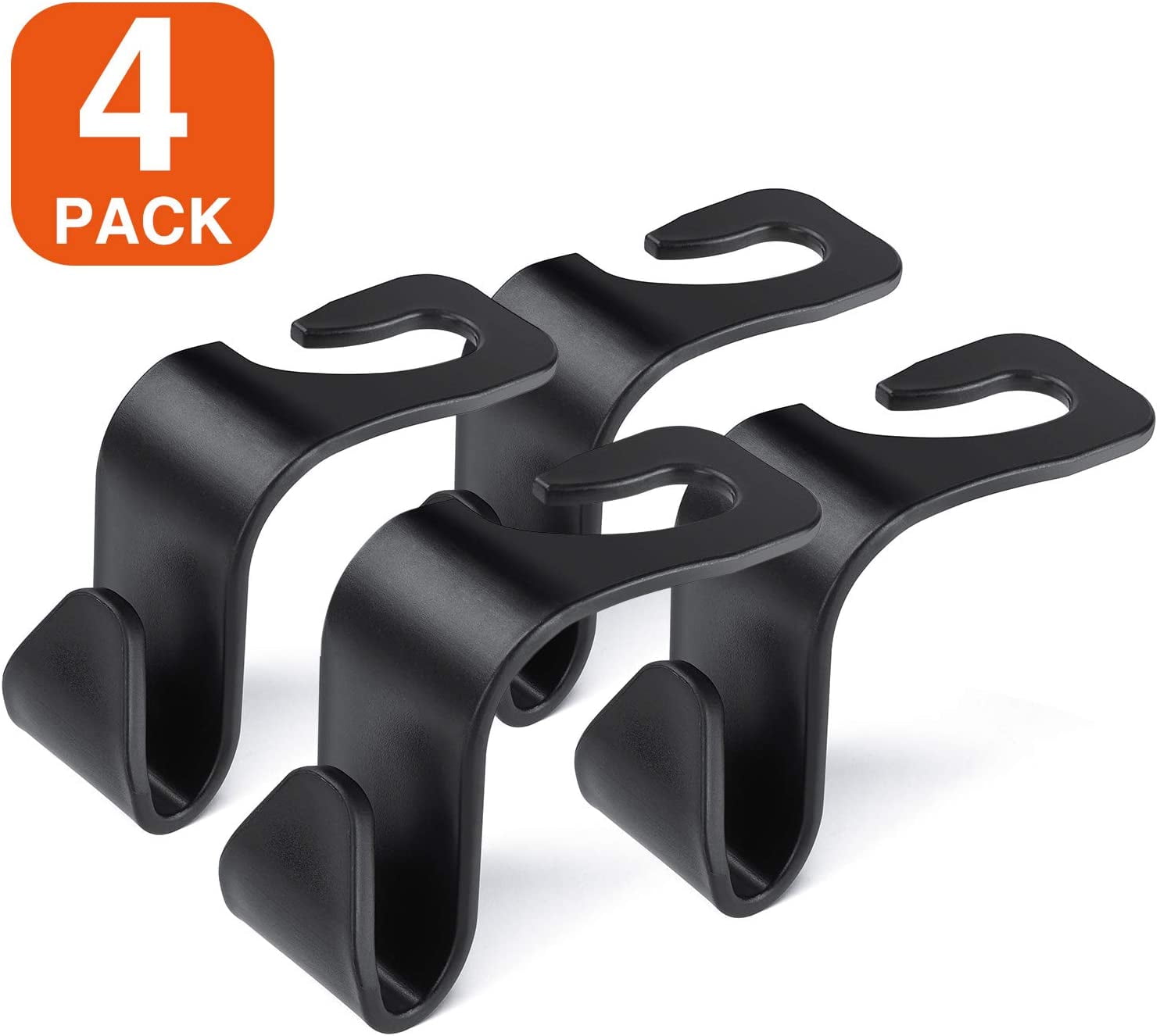 Car Seat Headrest Hooks - Back Seat Organizer Hangers (4 Pack)