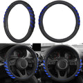 Car Steering Wheel Cover Grip Black Blue Auto Universal High Quality 14.5"-15.5"