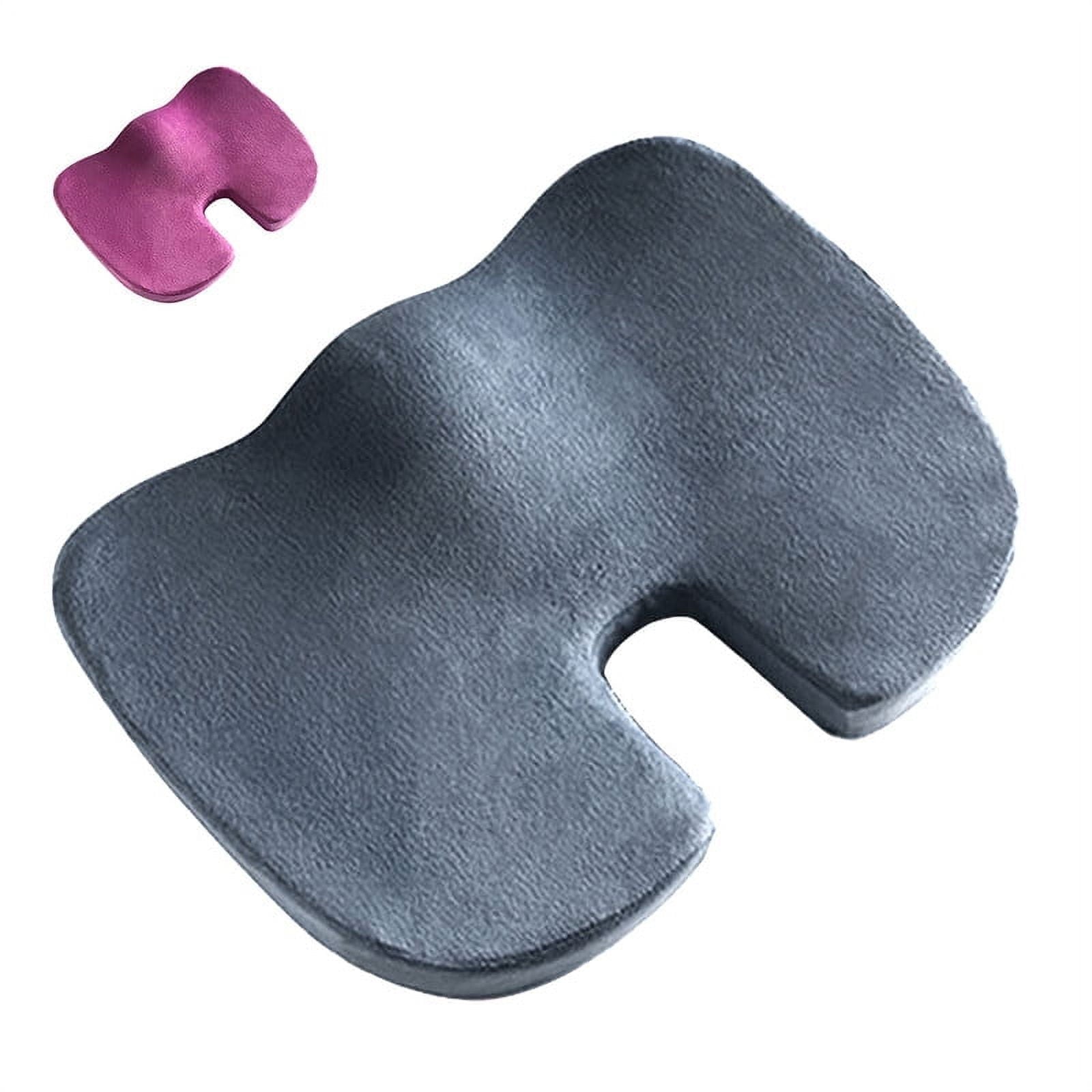 Car cushion office seat cushion-Soft Memory Foam Coccyx Seat Cushion Support Pillow Sciatica Pain Relief Car Office Chair (Grey seat cushion +Purple seat cover)