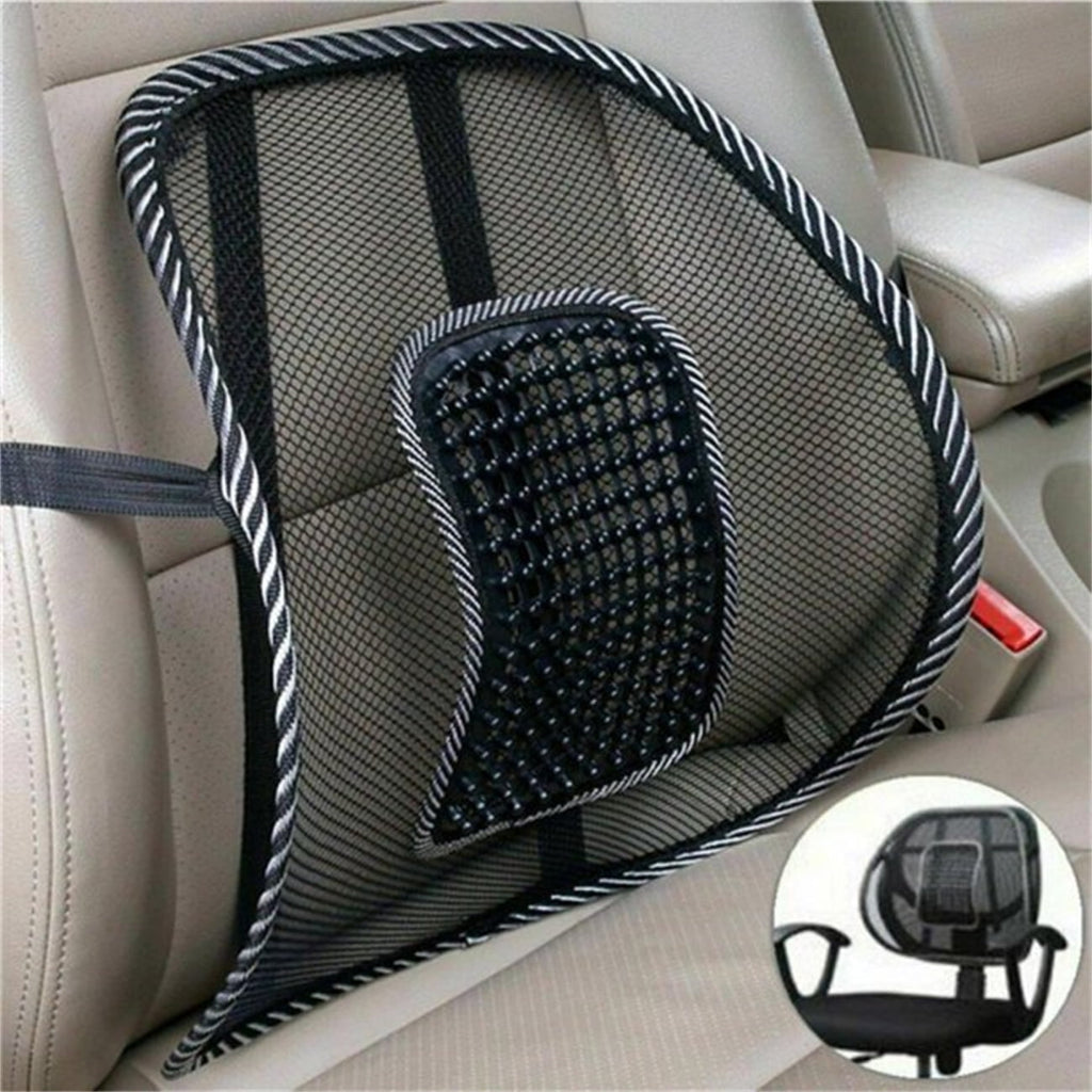 Casewin Black Lumbar Mesh Back Brace Support Office Home Car Seat Chair Ventilate Cool Cushion Pad with Massage | Breathable, Massage Beads for Ultimate Comfort (1 Piece)