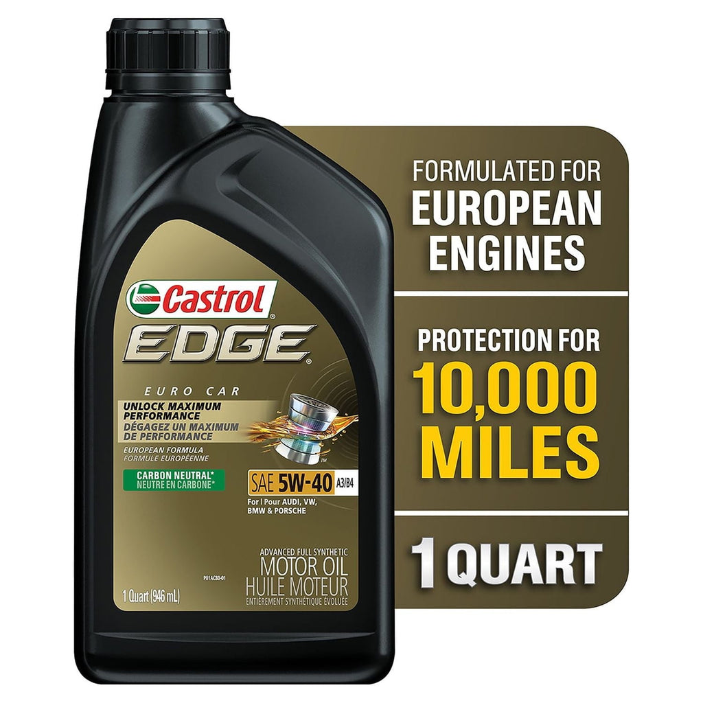 Castrol EDGE Euro 5W-40 A3/B4 Advanced Full Synthetic Motor Oil, 1 Quart