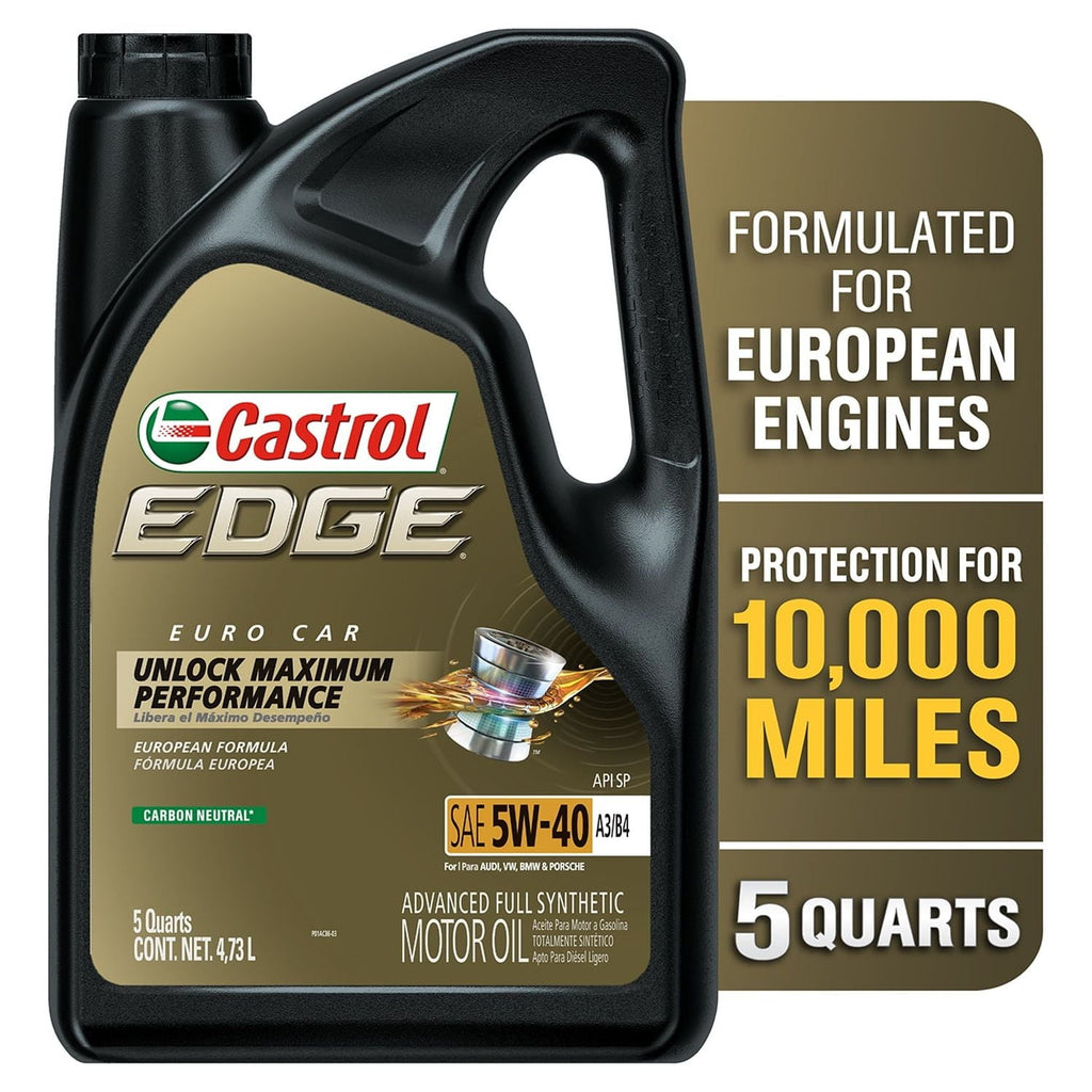 Castrol EDGE Euro 5W-40 A3/B4 Advanced Full Synthetic Motor Oil, 5 Quarts