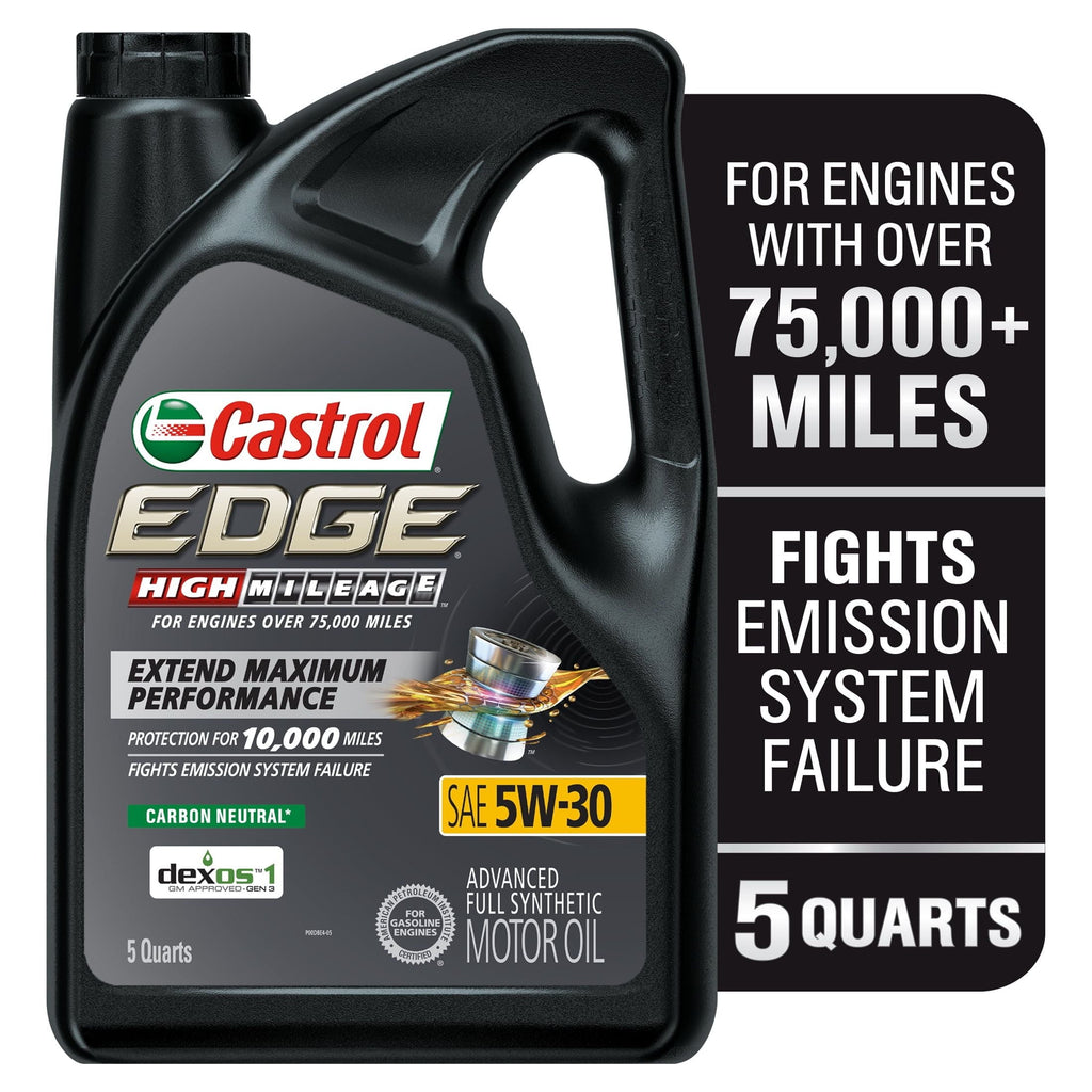 Castrol EDGE High Mileage 5W-30 Advanced Full Synthetic Motor Oil, 5 Quarts