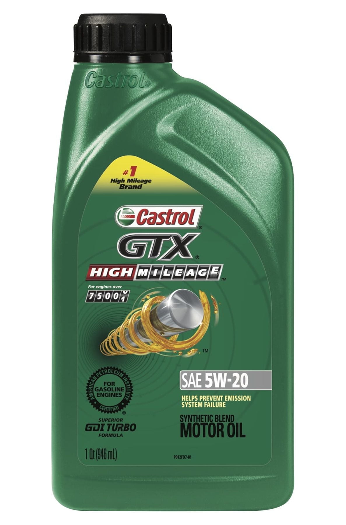Castrol GTX High Mileage 5W-20 Synthetic Blend Motor Oil, 1 Quart