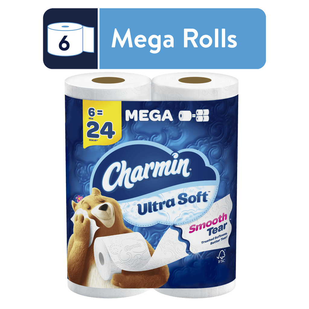 Charmin Ultra Soft Toilet Paper 6 Mega Rolls, 224 Sheets per Roll