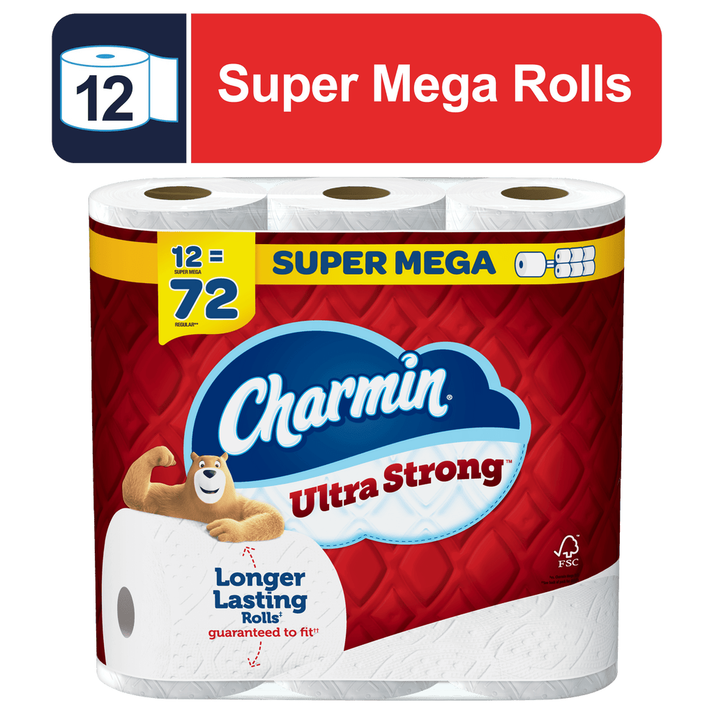 Charmin Ultra Strong Toilet Paper, 12 Super Mega Rolls