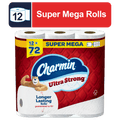 Charmin Ultra Strong Toilet Paper, 12 Super Mega Rolls