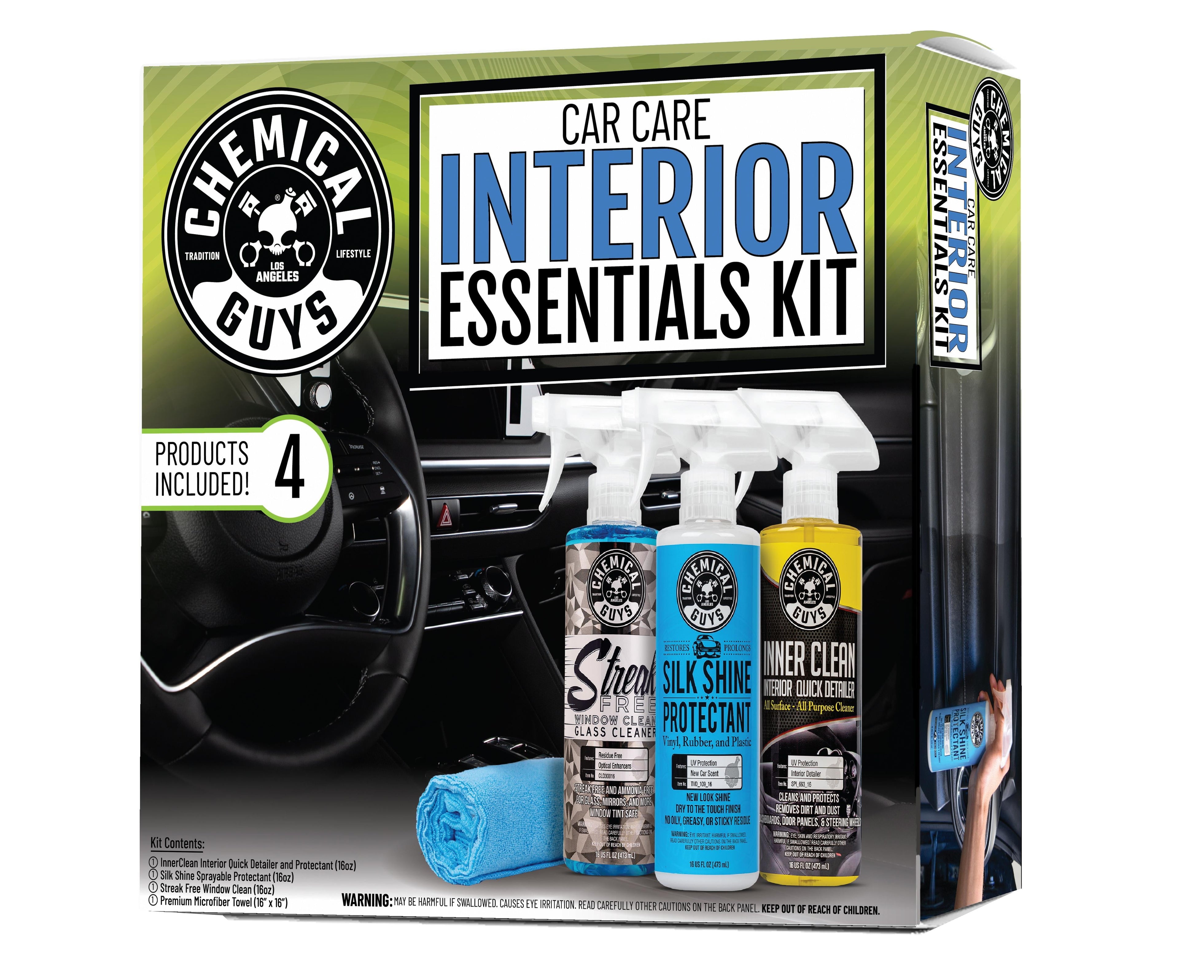 Chemical Guys 4 Piece Car Care Interior Essentials Kit (16oz)