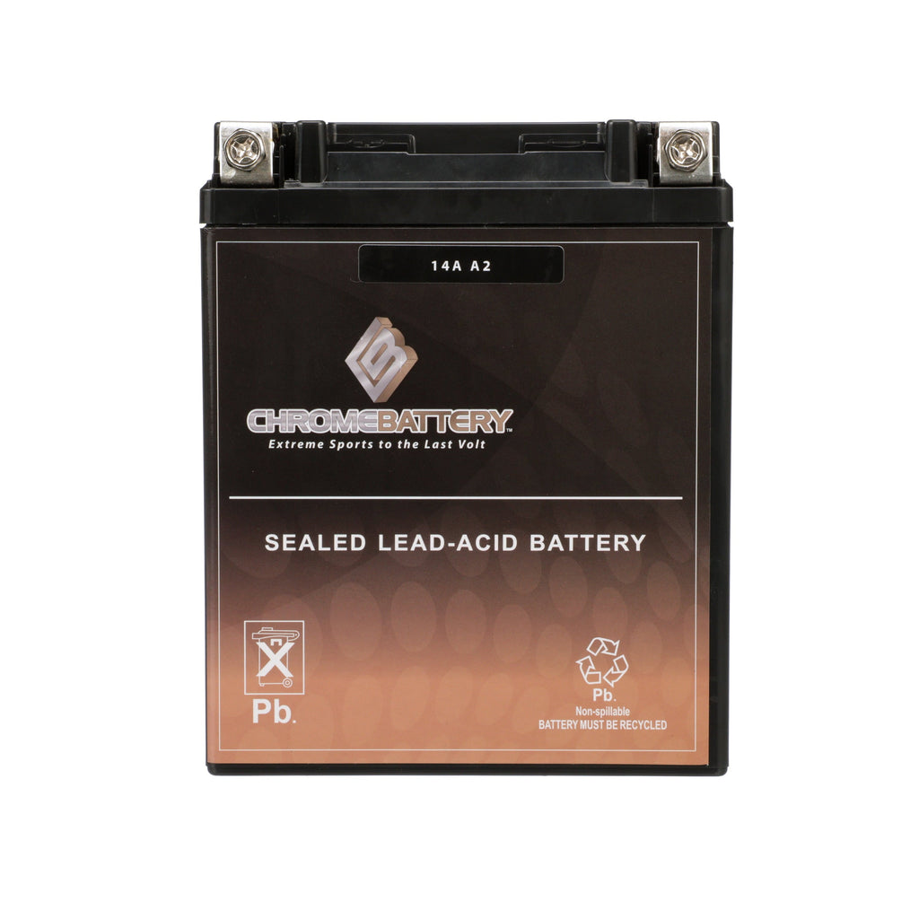 Chrome Battery Yb14A-A2 High Performance - Maintenance Free - Agm Motorcycle Battery