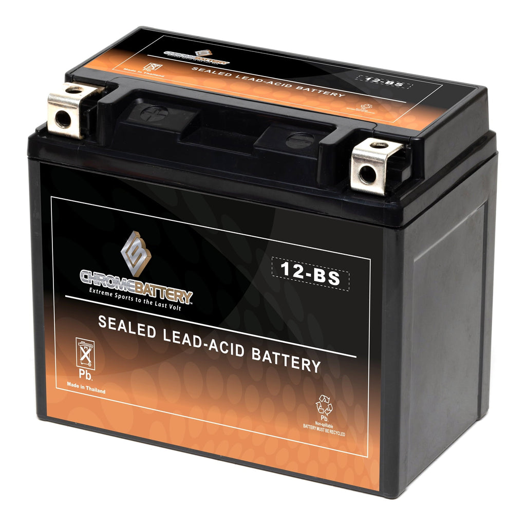 Chrome Battery Ytx12-bs (12-bs 12 Volts,10 Ah, 180 Cca) Motorcycle Battery for Suzuki Vl800 Intruder Volusia, Boulevard C50, T, M50 800cc - Year (2001 - 2017)