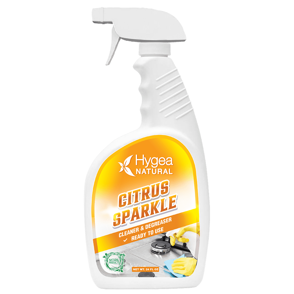 Citrus Sparkle Non-toxic Citrus Orange heavy duty Degreaser & All purpose cleaner by Hygea Natural- Pure Citrus Extracts & natural D-limonene- Removes grease, dirt, grime and more- 24 oz spray RTU