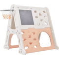Climbing Toys for Toddlers 1-3, 5 in 1 Toddler Climber Basketball Hoop Set, Kids Playground Climber Playset with Tunnel,Climber,Whiteboard,Toy Building Block Baseplates,Combination for Babies,Pink