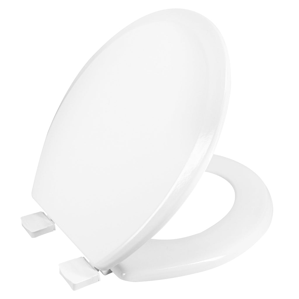 Clorox Antimicrobial Round Wood Toilet Seat with Easy-off Hinges
