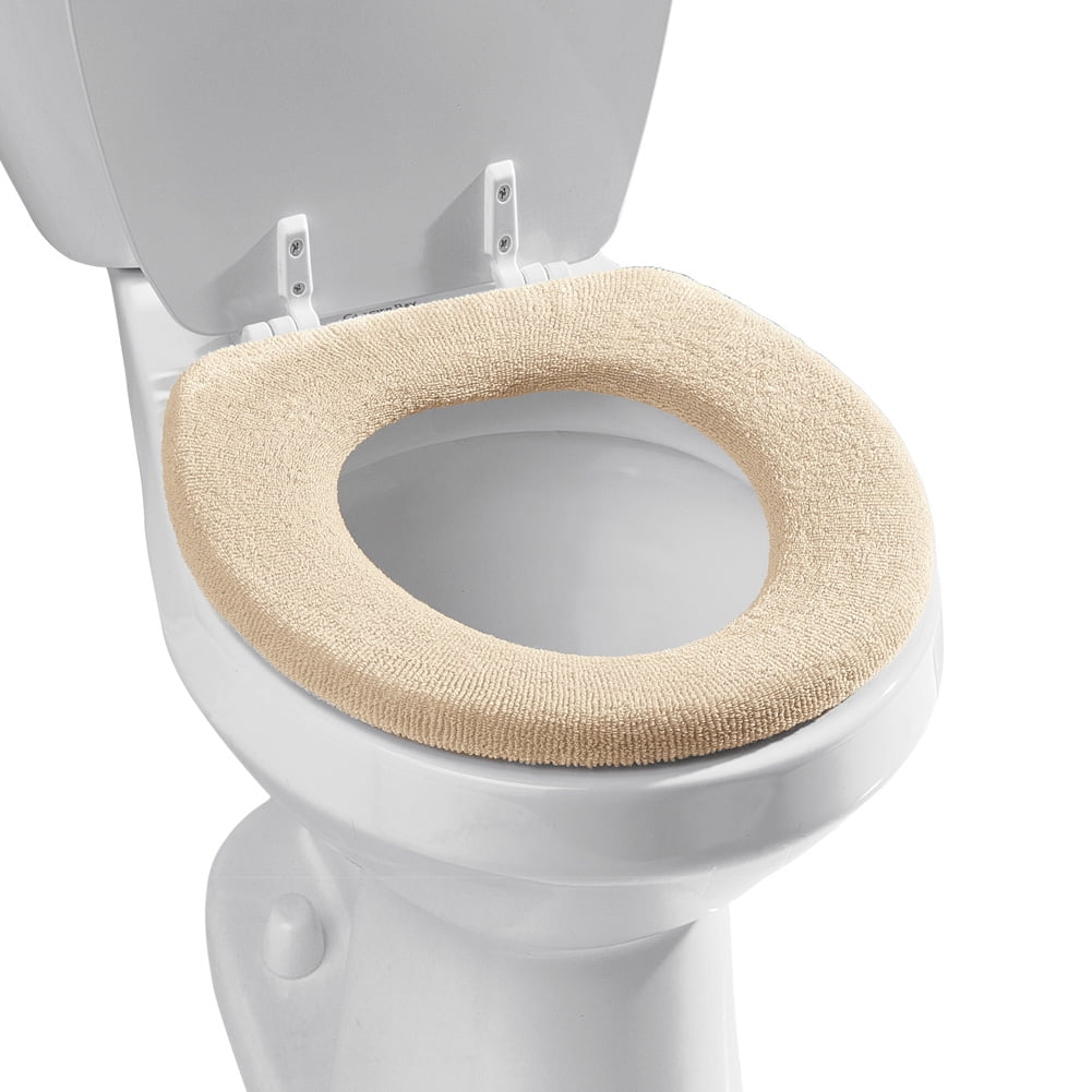 Collections Etc Soft n Comfy Cloth Toilet Seat Cover, Washable, Ivory