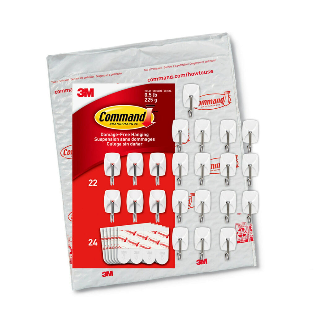 Command Small Wire Toggle Hooks, White, Damage Free Christmas Organizer, 22 Hooks