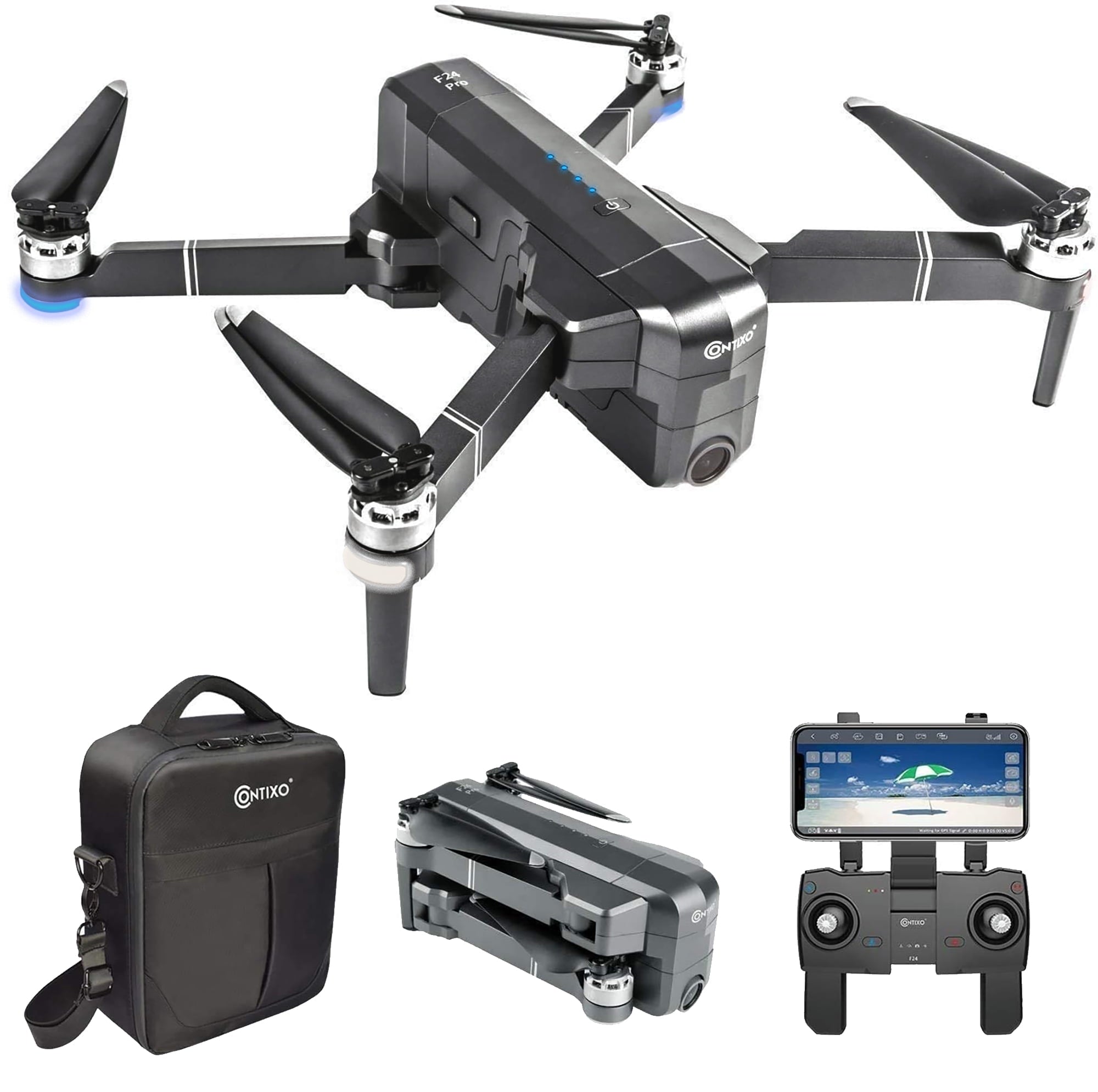 Contixo F24 Pro Drone with 4K UHD Camera for Adults, RC Quadcopter GPS FPV Camera Compatible with VR, 30 Minutes Flight Time, Foldable Brushless Motors, Follow Me, Waypoint with Carrying Case