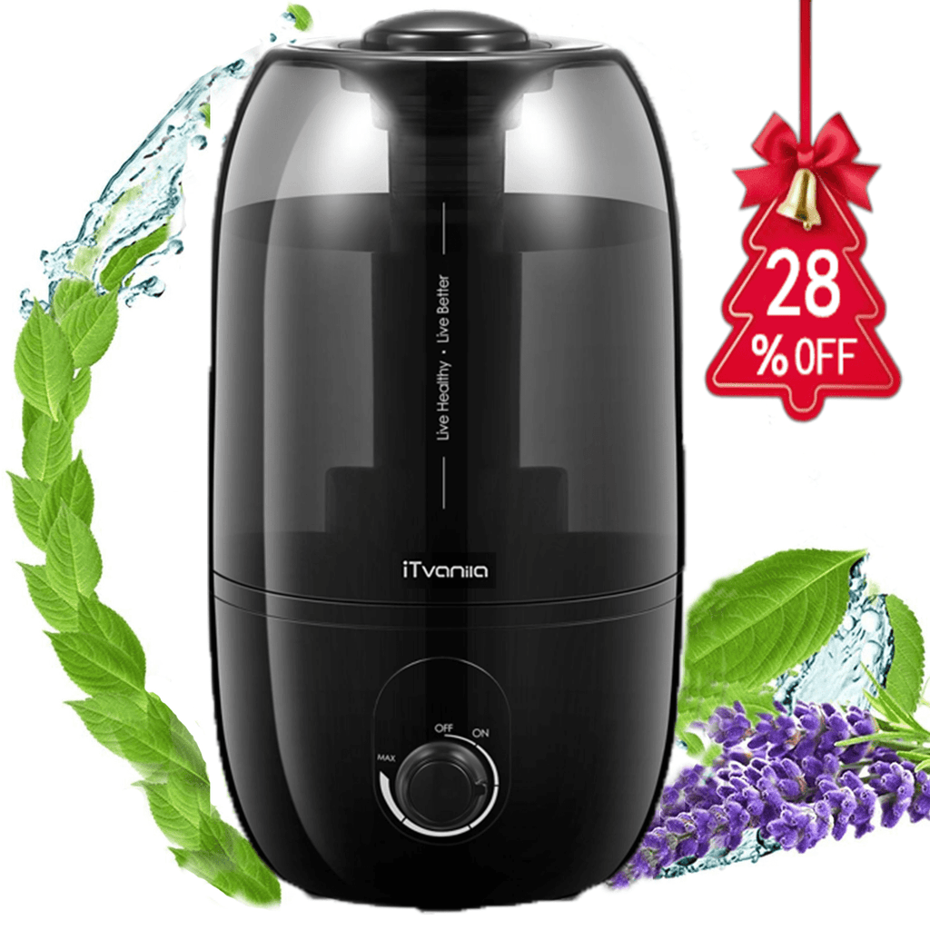 Cool Mist Humidifiers, 2.7L Humidifier for Home and Baby Room, 28H Quiet Output Bedroom Humidifier with 360° Rotating Nozzle, Black