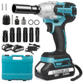 Cordless Impact Wrench Brushless Impact Wrench 1/2 inch Max Torque 550Nm 3200RPM w/ 2x 3.0 Battery 6 Sockets High Torque Power Impact Wrench for Car Home
