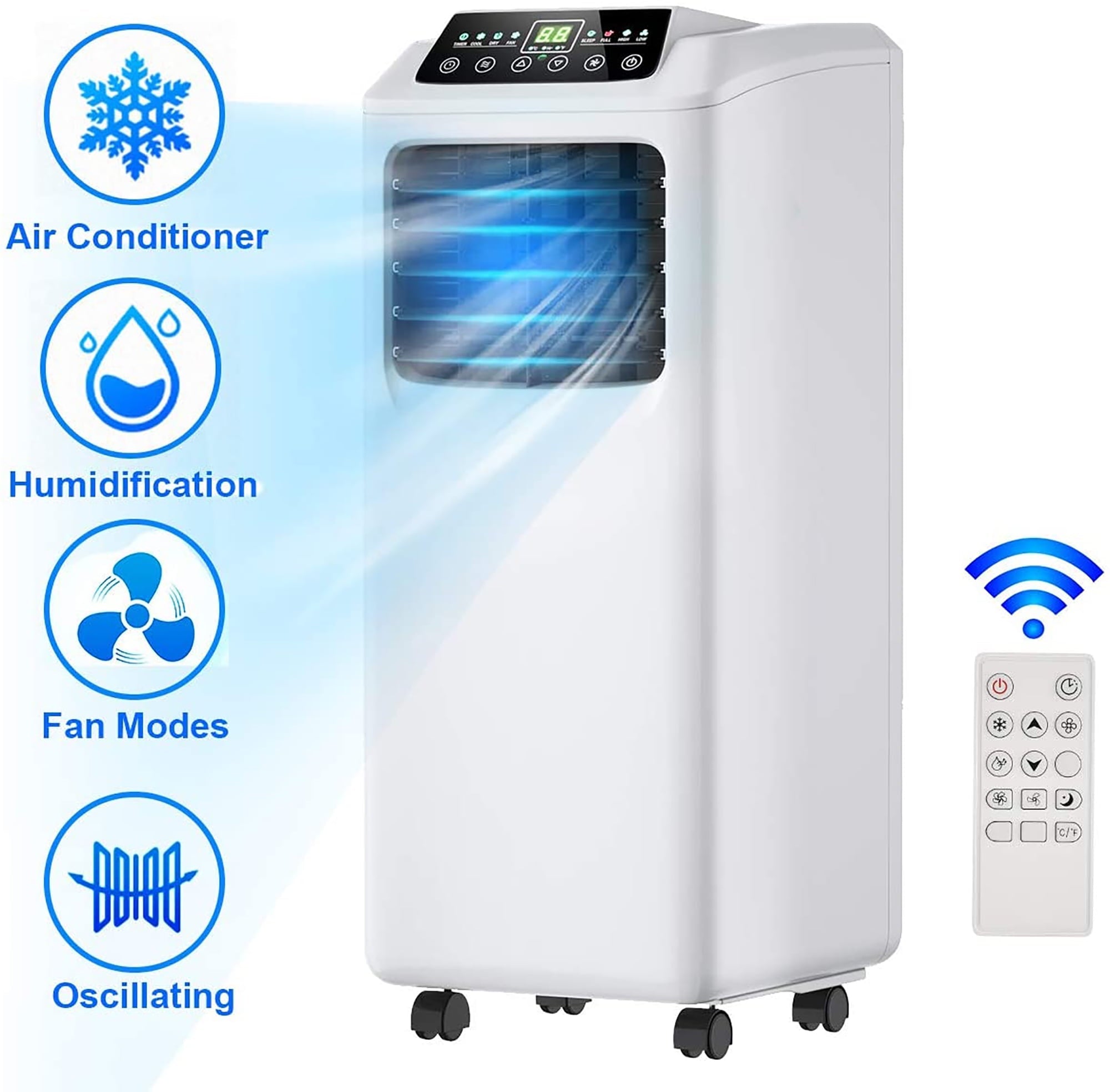 Costway 5500 BTU (9000 BTU ASHRAE) Portable Air Conditioner & Dehumidifier Function Remote w/ Window Kit