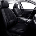 Coverado Front Seat Covers 6 Pieces,Breathable Fabric&Leather Car Seat Protectors,Universal Auto Accessories Compatible with Most Sedans SUV Pick-up Truck,Black