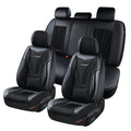 Coverado Seat Cover Full Set, Front and Back Car Seat Protectors, 5 Seats Car Seat Cushions, Breathable Magna Fabric Leather, Universal Fit for Most Cars, SUVs and Trucks, Black
