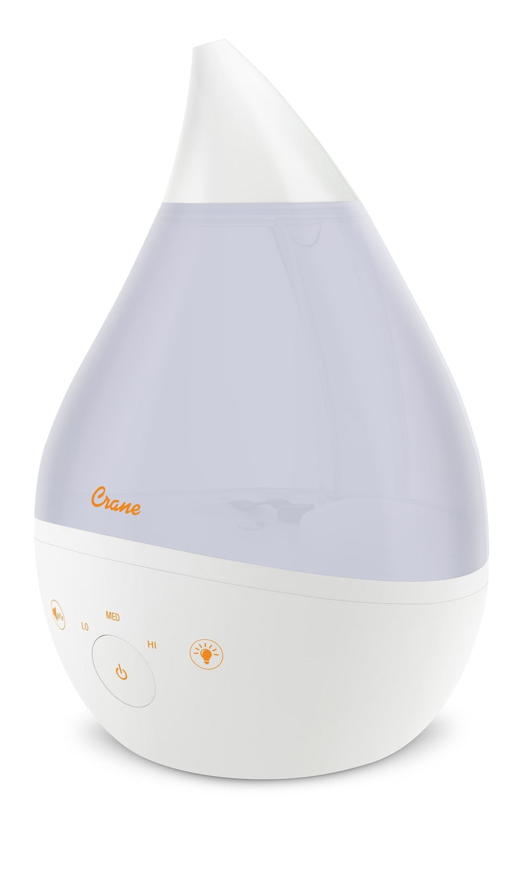 Crane Top Fill Drop 1 Gallon Ultrasonic Cool Mist Humidifier with Sound Machine and Optional Nightlight - White