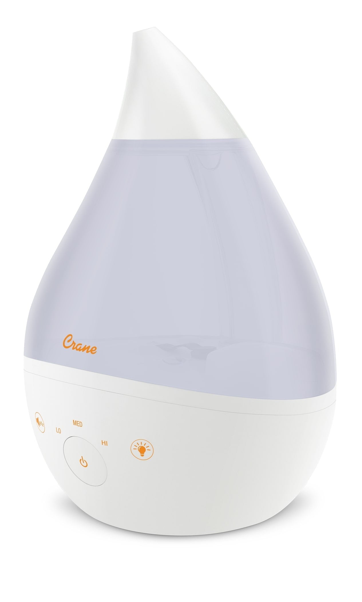 Crane Top Fill Drop 1 Gallon Ultrasonic Cool Mist Humidifier with Sound Machine and Optional Nightlight - White