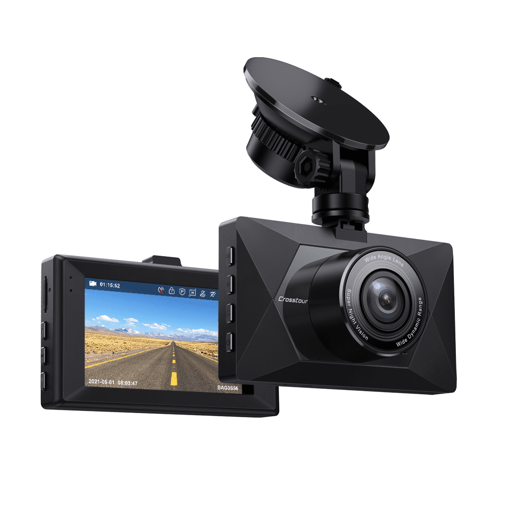 Crosstour Dash Cam, Full HD1080P Dash Camera for Cars 3” LCD Screen Car Camera 170° Wide Angle DVR Recorder with WDR, G-Sensor, Loop Recording and Motion Detection