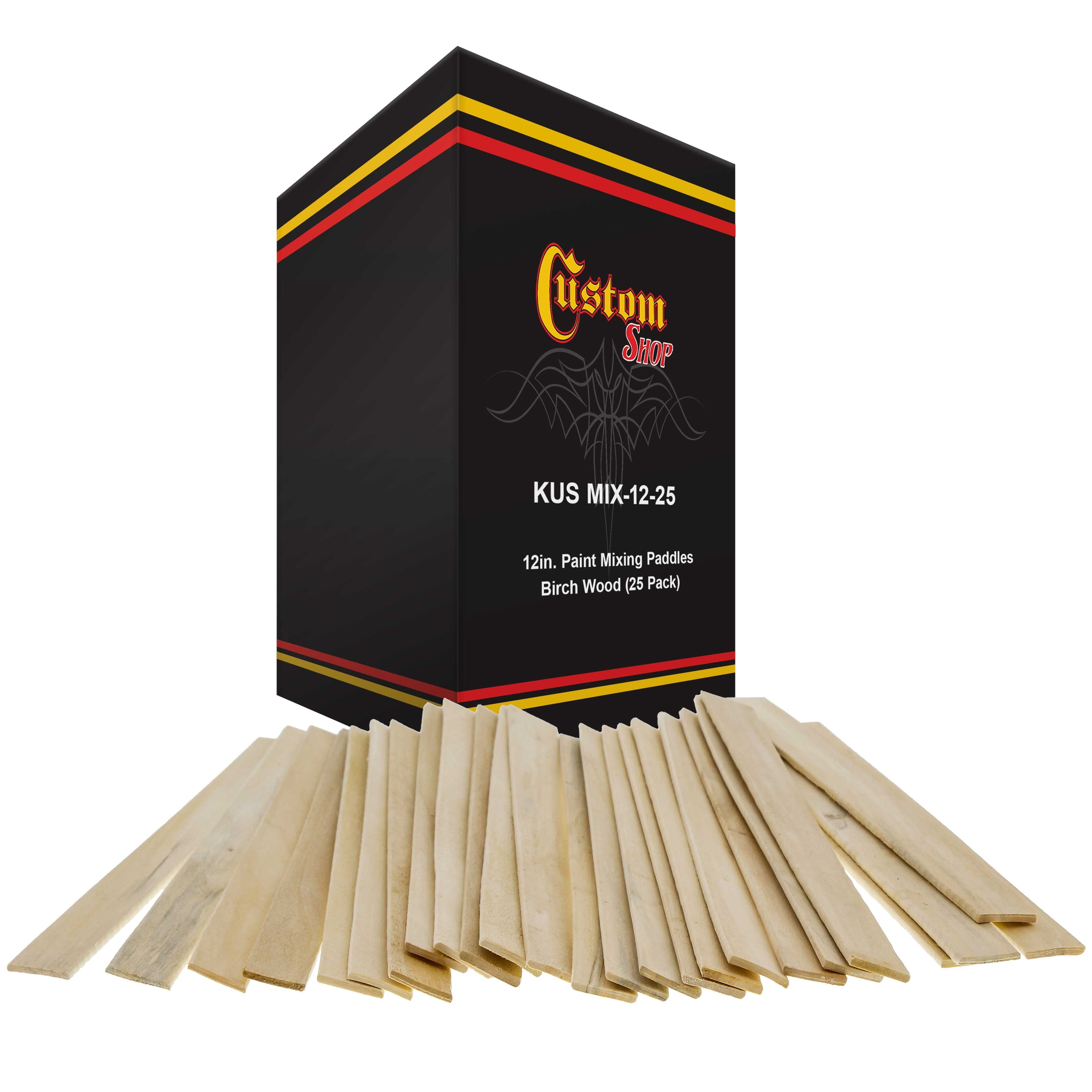 Custom Shop Paint Mix Sticks Pack of 25 Each 12" Birch Paint Mixing Paddles Pack of 25