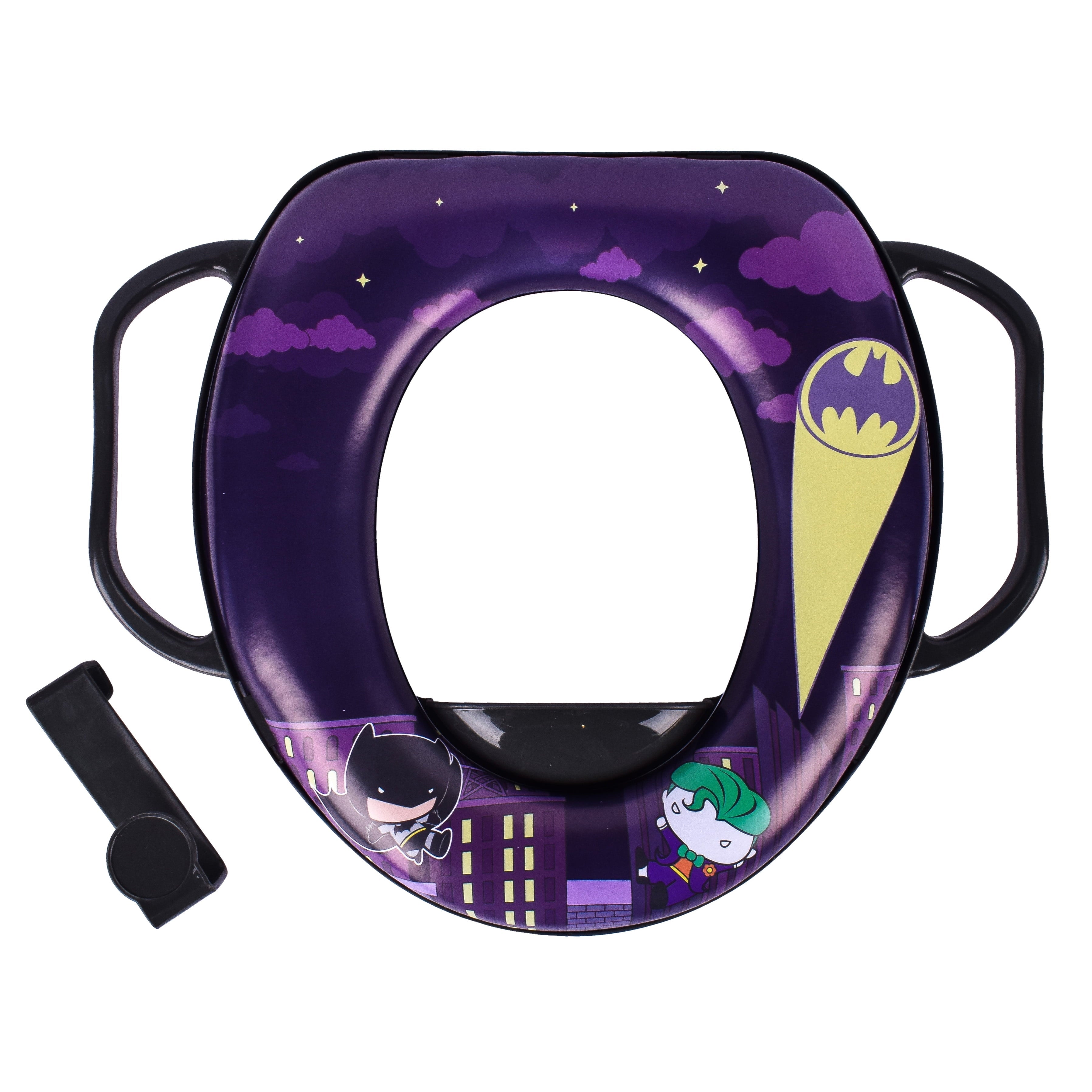DC Comics Batman Soft Potty Training Seat,  Storage Hook and Handles - Toddlers 12+ Months, Unisex