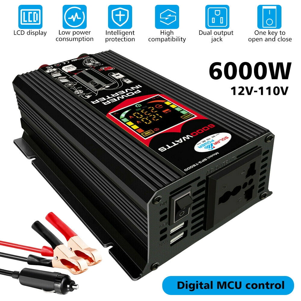 DFITO 6000W Power Inverters,6000W Car Power Inverter, 12v to 110v AC Converter with 1 AC Outlets 4.2A Dual USB Inverter and 1 Car Cigarette Lighter for Truck/RV Power Converter