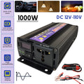 DFITO Car Power Inverter 1000W DC 12V to AC 110V Pure Sine Wave Solar Converter LCD