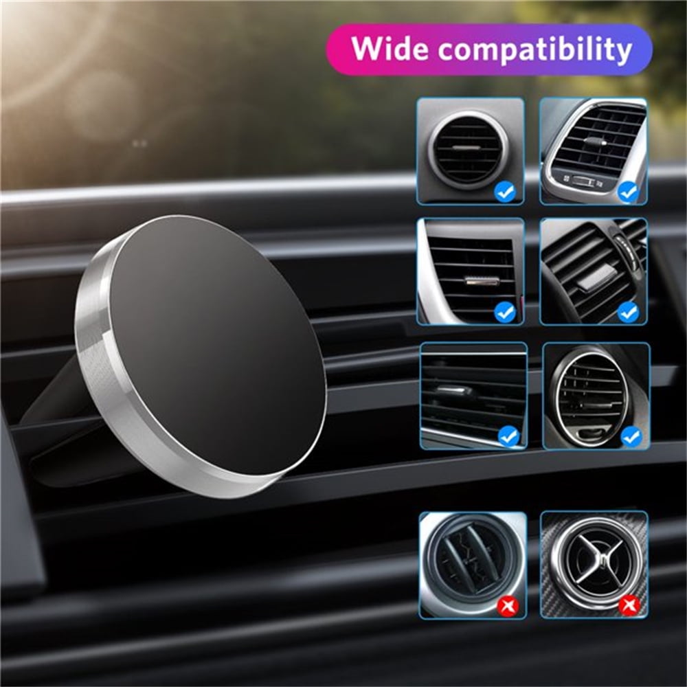 DKLGG Phone Car Holders, Cell Phone Car Holder Universal Magnetic 360°Rotation Car Vent Phone Cell Holder for All Smartphones, Silver