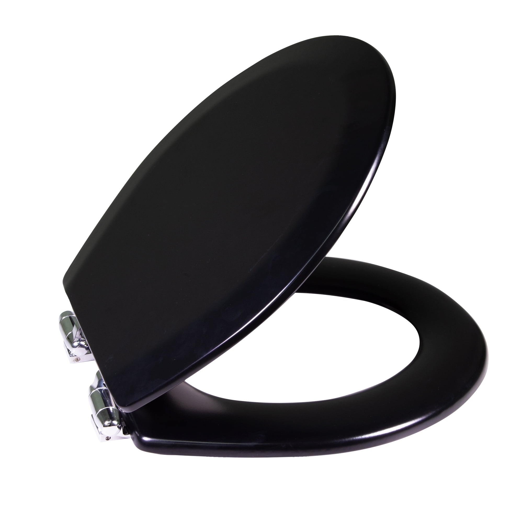 Dalton Toilet Seat Round Soft Close – Black Rustic Wooden Round Standard Toilet Seat for Bathroom  – Design House, 561241-BLK