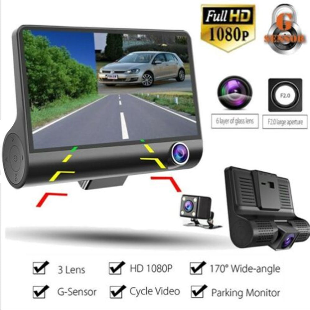 Dash Cam Front and Rear Dual Dashcam, 4 inch Touch-Screen Car Dashboard Camera Full HD 170°Wide Angle Backup DVR Recorder with Night Vision G-Sensor Parking Monitor Loop Recording Motion Detection