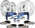 Detroit Axle - 302mm Front 305mm Rear Drilled Slotted Brakes and Rotors Brake Pads Replacement for Ram C/V Fits select: 2013-2016 CHRYSLER TOWN & COUNTRY TOURING, 2014 DODGE GRAND CARAVAN CREW