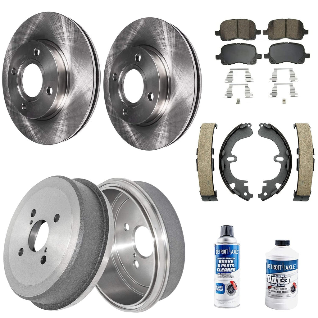 Detroit Axle - Brake Kit for 1998-2002 Toyota Corolla Chevy Prizm Front Brake Rotors Ceramic Brakes Pads Replacement Rear Brake Drums Brake Shoes