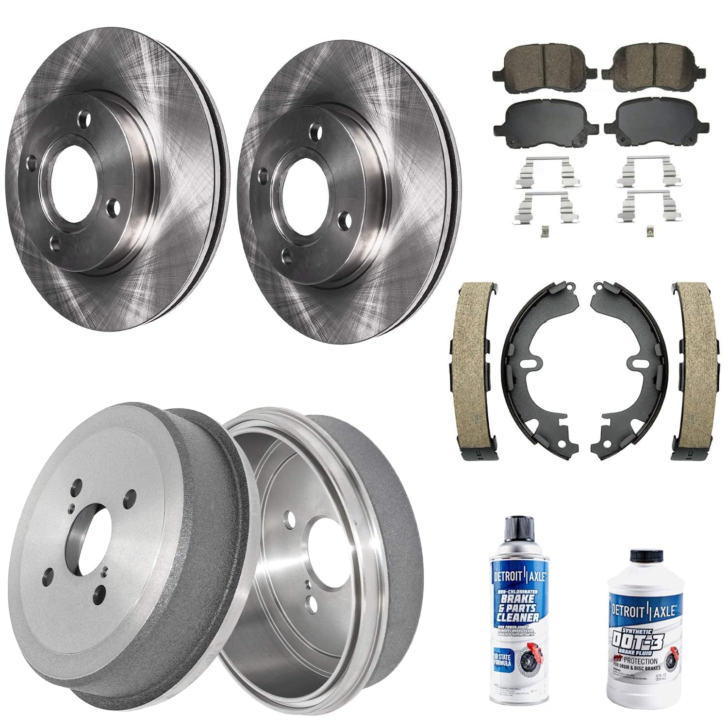 Detroit Axle - Brake Kit for 1998-2002 Toyota Corolla Chevy Prizm Front Brake Rotors Ceramic Brakes Pads Replacement Rear Brake Drums Brake Shoes